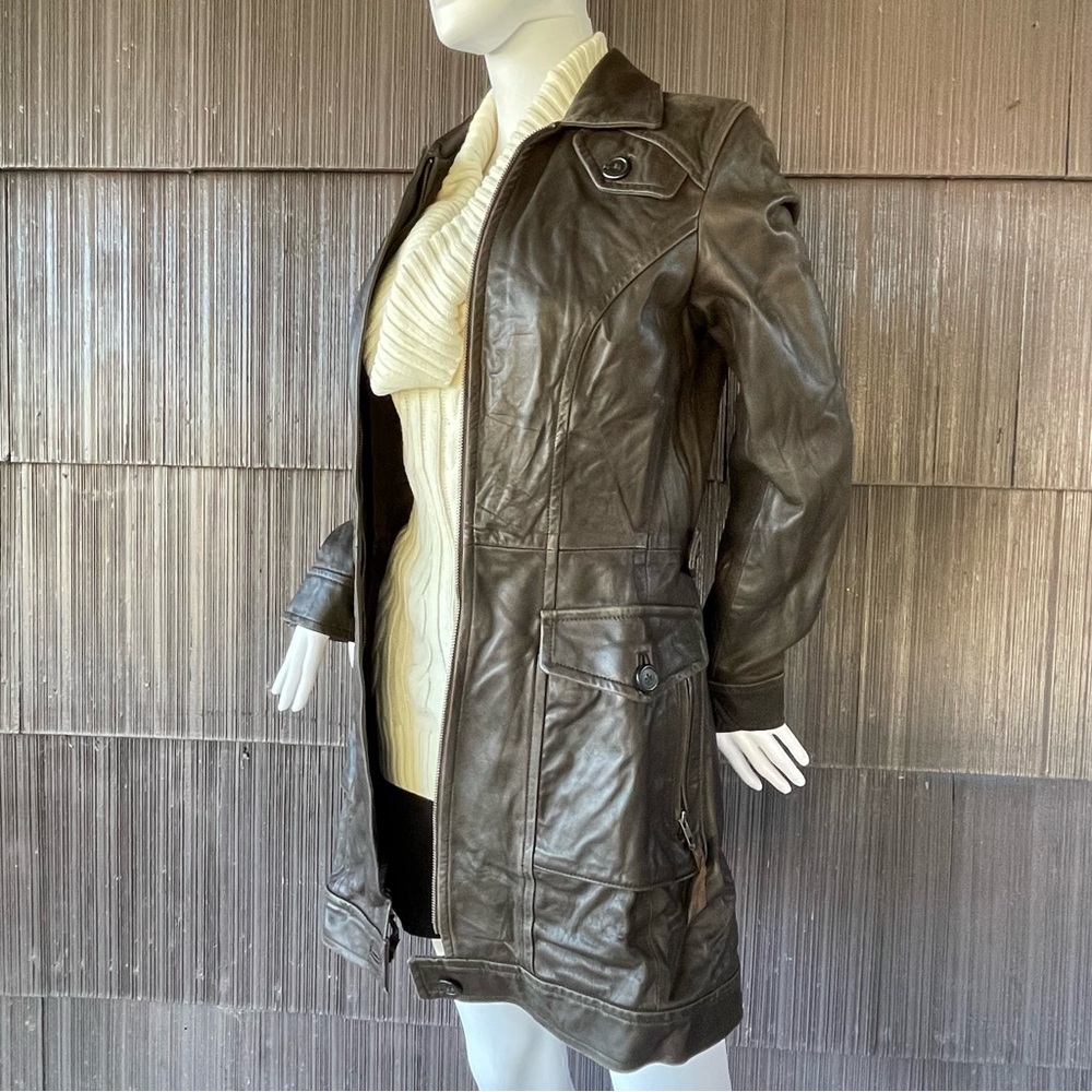 Peruvian Connection Distressed Leather Jacket Coa… - image 3